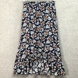 LOFT Ann Taylor Hi Lo Ruffle Midi Skirt Size XS Fairy Dark Cottage Whimsigoth